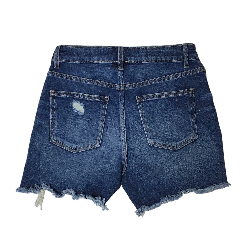 No Boundaries NWT High Rise Destructed Midi Shorts in Dark Wash Size 5